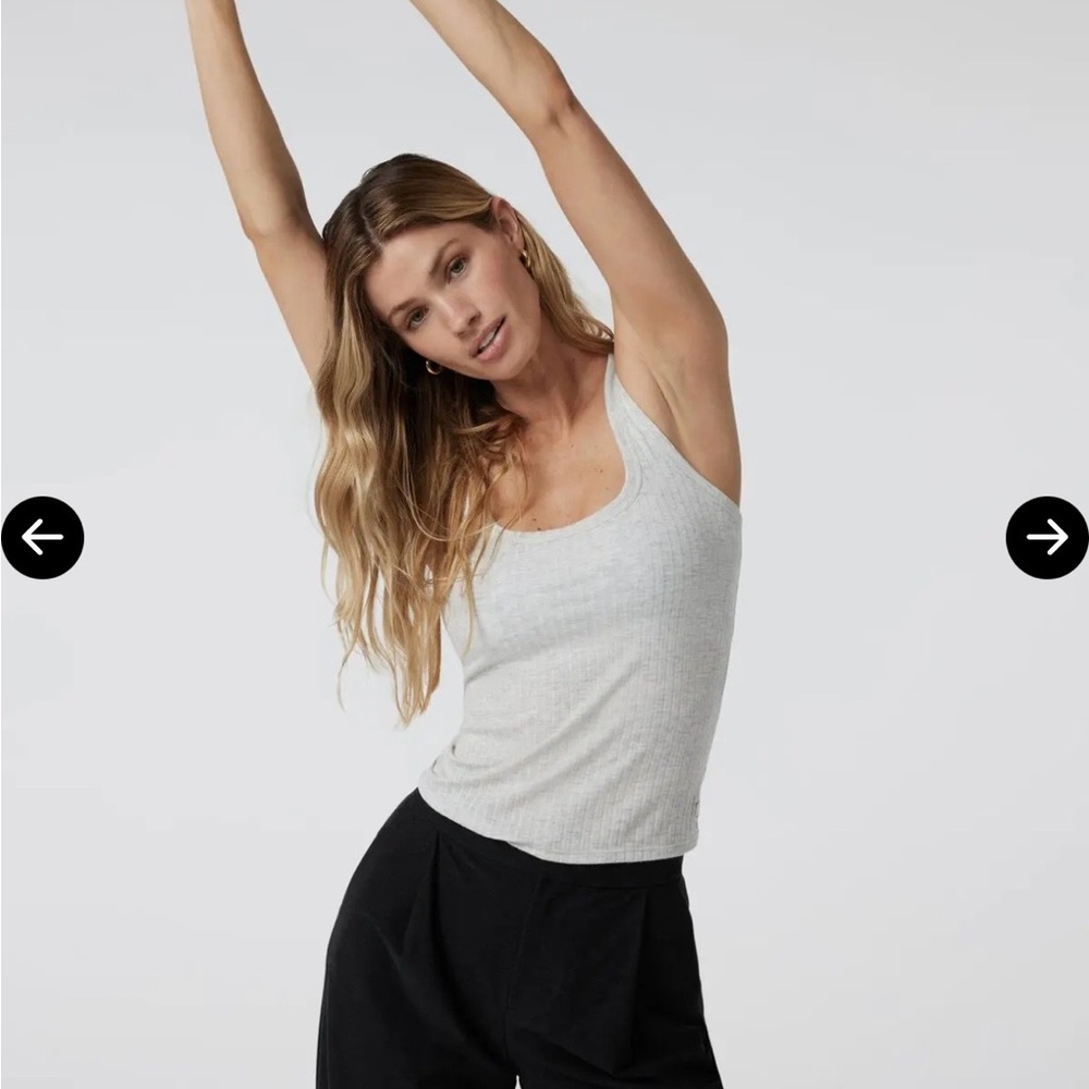 Vuori Women's Rib Crop Tank Top Pile Tank Heather Grey Size XS NWT